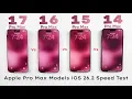 Download Lagu iPhone 17 Pro Max vs 16 Pro Max vs 15 Pro Max vs 14 Pro Max - iOS 26.2 Ultimate SPEED TEST 🚀 MP3