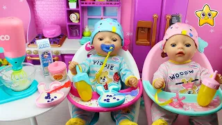 BABY DOLL👶👶 Como preparo PAPILLA de CEREALES y FRUTA, les cambio el PAÑAL y preparo la PAÑALERA