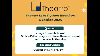Theatro Labs Python Interview Question - Python program to Count the occurrence of each character