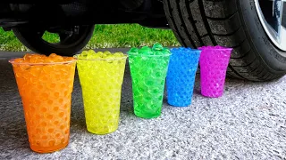 Crushing Experiments! &Car vs Crunchy Rainbow Giant Sline Balloons & Soft Things By Car