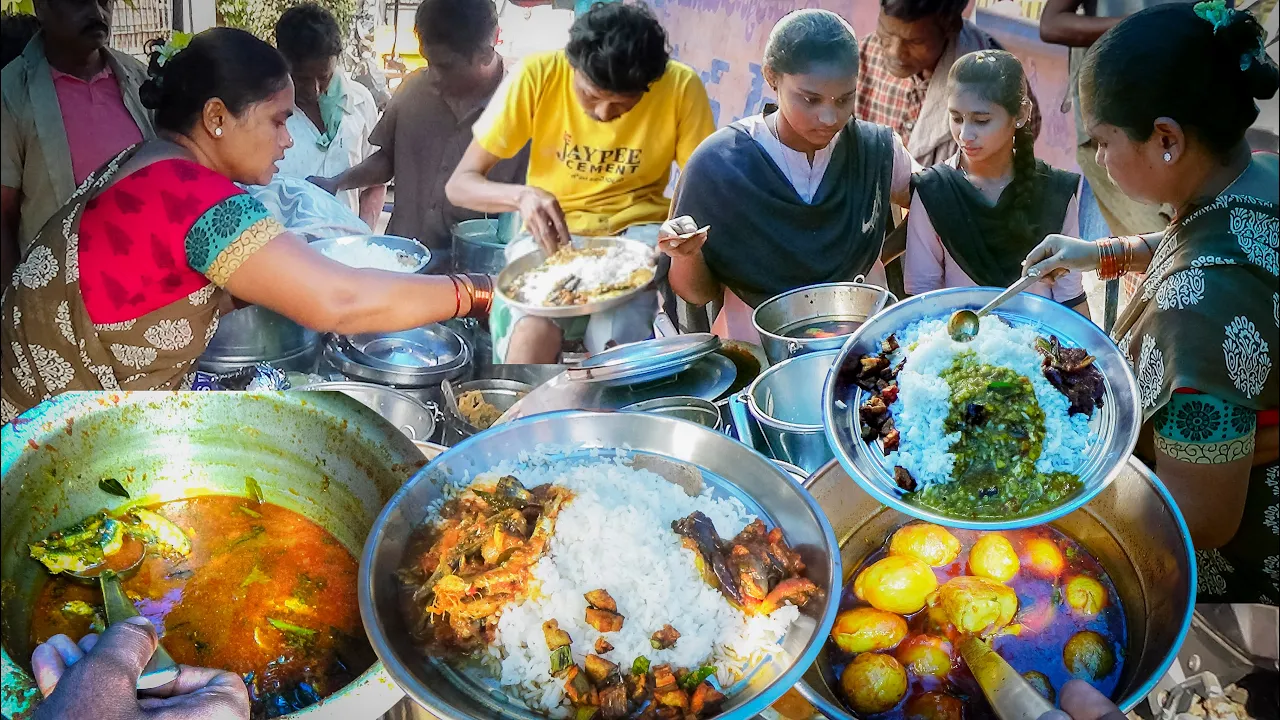 Hardworking Couple Selling Vizag Fish Meals & Egg Rice, Chicken Rice   Veg Meals   Street Food India