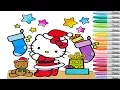 Christmas Hello Kitty Coloring Pages Holiday Colouring Markers Colored Paint Sanrio Rainbow Splash