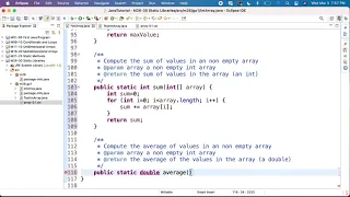 Java JEM26GA1P1f Int arrays - Sum and average