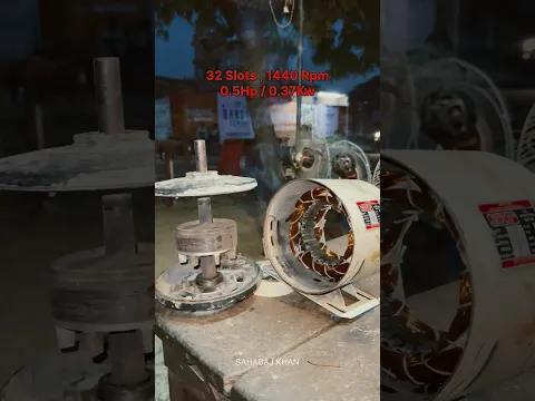32 Slot, 1440 RPM, 0.5 Hp/0.37kw pottery motor winding data with aluminium wire #windindata #data