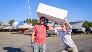 Lifting Our 7,000 lb Catamaran By Ourselves!! – Changing Our Base to Foam (MJ Sailing – Ep 285)
