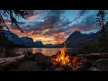 Tranquil Fire Sounds by the Lake in the Mountains Cozy Campfire for Sleep