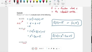 Chapter 9 2 - Function Notation and Linear Functions