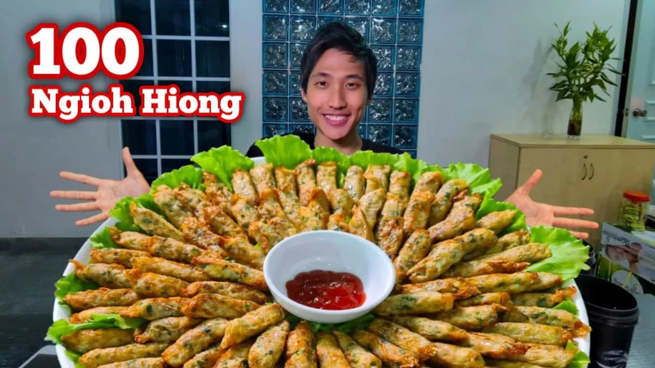 100 Deep Fried Meat Rolls Challenge!   Delicious Ngioh Hiang Mukbang!   Support Local Episode 4!