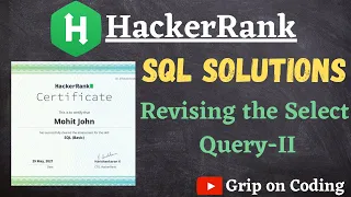 Revising the Select Query-II SQL SOLUTIONS 5 stars on HackerRank