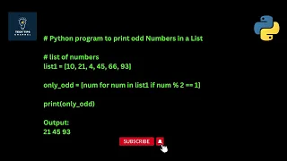Python program to print odd numbers in a List code in description