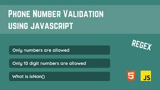 Phone number validation using Regular Expression Javascript Regex