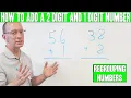 How to Add a 2 Digit Number and a 1 Digit number Addition Regrouping Lesson 1st 2nd Grade Math