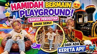 hamidah bermain Playground banyak perosotan anak seru dan ada kereta api ! #funny #playground #anak