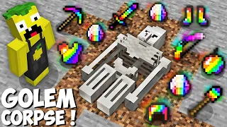 Download I found THE CORPSE OF A RAINBOW GOLEM in Minecraft ! SECRET DEAD GOLEM ! MP3