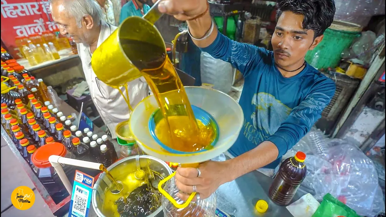 Kondali Bazar Ke Dabang Uncle Ka 100% Pure Black Mustard Oil Bulk Making Rs. 120/- Only l Delhi Food