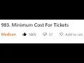 LeetCode 983 - Minimum Cost for Tickets