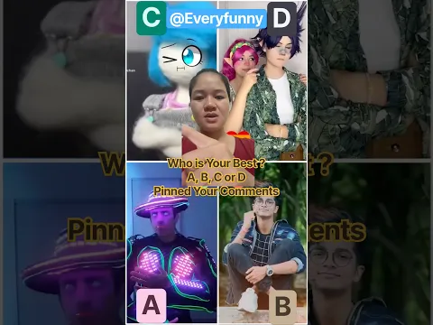 Who is Your Best ?A, B, C or D  Pinned Your Comments#funny #shorts #1234#37#trending #viral