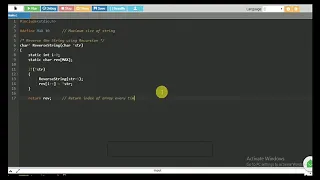c program to Reverse string using recursion function