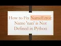 How to Fix NameError Name nan is Not Defined in Python