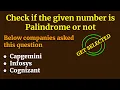 Check Palindrome Number Java Interview Questions and Answers