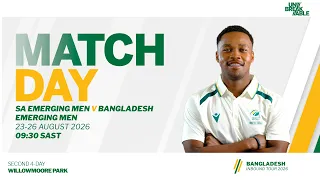 SA Men Emerging vs Bangladesh Men Emerging - 4 Day Match - Day 2 Live from Willowmoore Park, Benoni