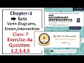 Exercise 4a Question 1 2 3 4 and 5 - Complete solution Venn diagram
