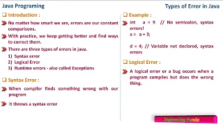 Types of Errors - Java Programming