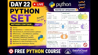 DAY 22 LIVE Python Set Methods Continue Part-2 Set Operations Advanced Methods