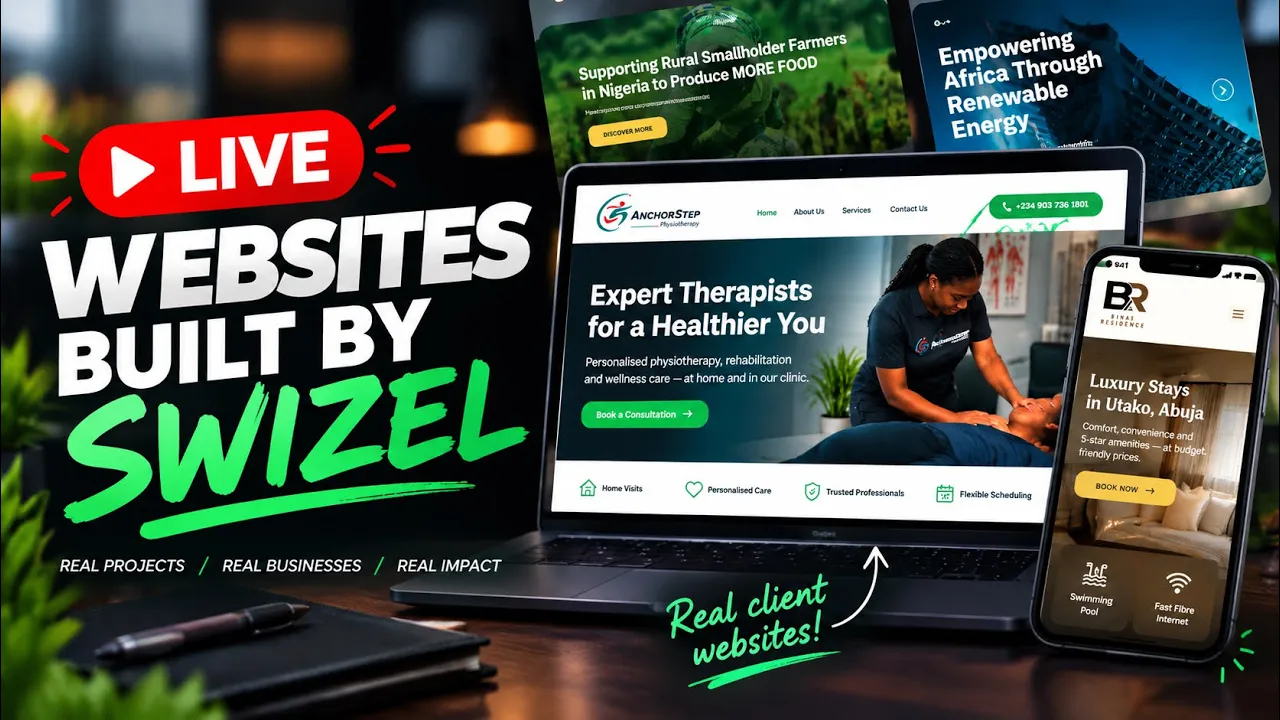 Live websites built by Swizel — film still