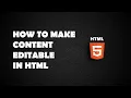 How to make content editable in Html