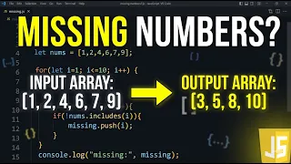 Find Missing Numbers in Array JavaScript Interview Question Code with Tanvi