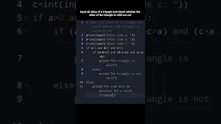 Input all sides of a triangle and check whether the triangle is valid or not-python