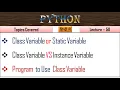 Static Variable in Class in Python Lecture 50 Class Variable in Python