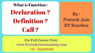 Tutorial 49 Function Declaration Definition and Call PART-1