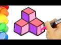 Learn Colors While Drawing Painting and Coloring 3D Shapes for Toddlers