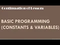 BASIC Programming Constants Variables