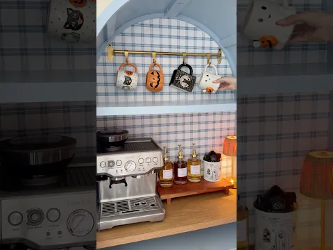 Turning my coffee cabinet into a pumpkin spice cafe 🧡✨ #fall #shorts #falldecor