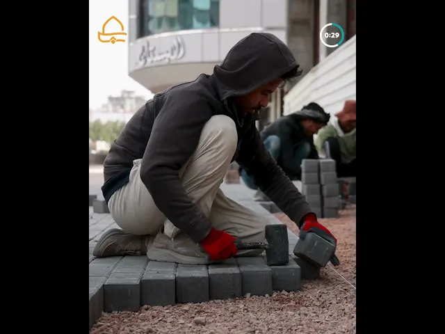 ⁣قسم الشؤون الهندسية والفنية في العتبة العلوية المقدسة يواصل تأهيل مقتربات نفق الرسول (ص)