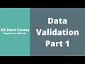 Data Validation in Excel Part 1 MS Excel Course Beginner to Advance