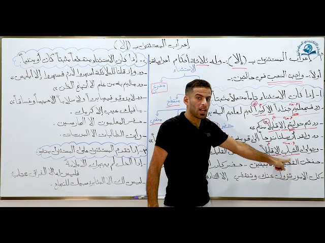 ⁣مادة اللغة العربية للصف السادس الاعدادي : إعراب المستثنى بـ إلا