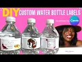How to make Custom DIY Water Bottle Labels PARTY FAVOR Step By Step Design in CANVA EASY
