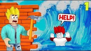 Build To Survive MAX LEVEL TSUNAMI In Roblox 💦💦Khaleel and Motu Gameplay