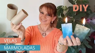 Como hacer velas marmoladas utilizando rollos de papel higiénico!
