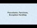 Procedures Functions Exception Handling VB VB net betaQsolutions