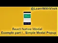 React Native Modal example part I Simple Modal Popup Learn With Vivek
