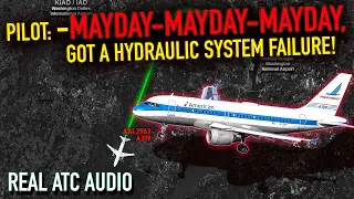 Download PAN-PAN Call quickly OVERTURNES to MAYDAY Call. American A319 Hydraulic failure. REAL ATC MP3