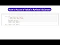 How to Access a Value in Python Dictionary kandi use case