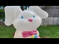 Vintage 18 Easter Bunny with Bowtie Holding Basket of Eggs Blow Mold works EUC