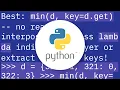 Get the key corresponding to the minimum value within a dictionary