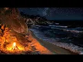 Sleep Music With Ocean Sounds and Campfire on the Beach Deep Sleep Music